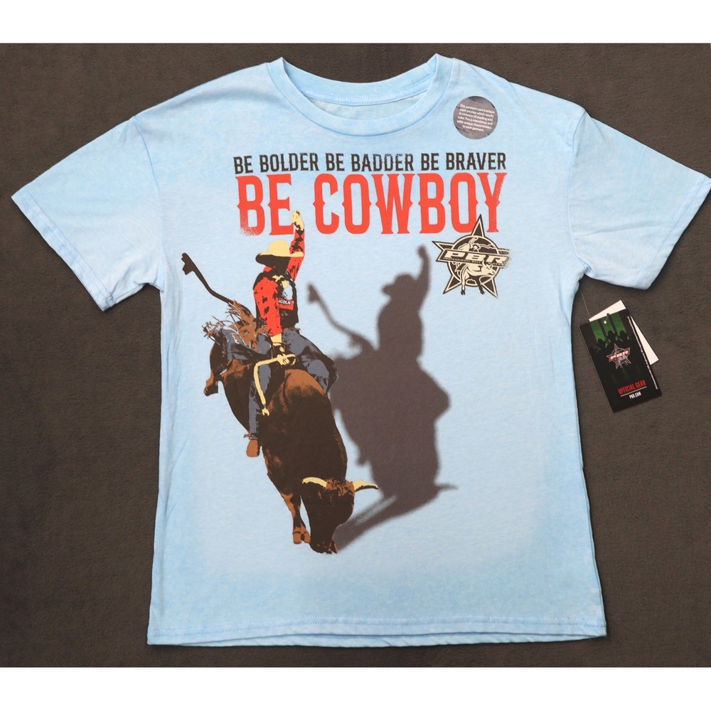 PBR Graphic T-Shirt Kids XL 14/16 Blue New Bull Riding Cowboy Rodeo SP2618527PG